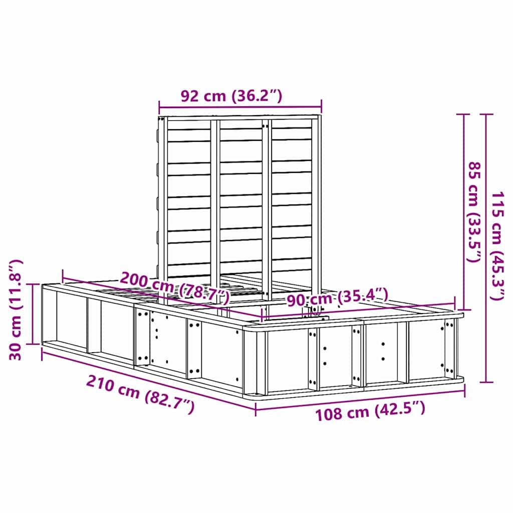 vidaXL Bettrahmen Weiß 90 x 200 cm Massives Kiefernholz