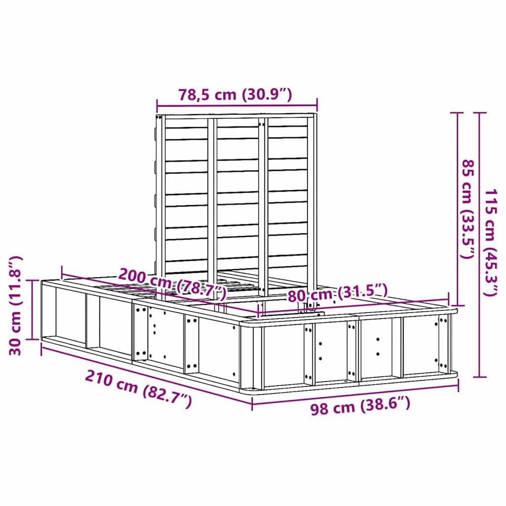 vidaXL Bettrahmen Wachsbraun 80 x 200 cm Massives Kiefernholz