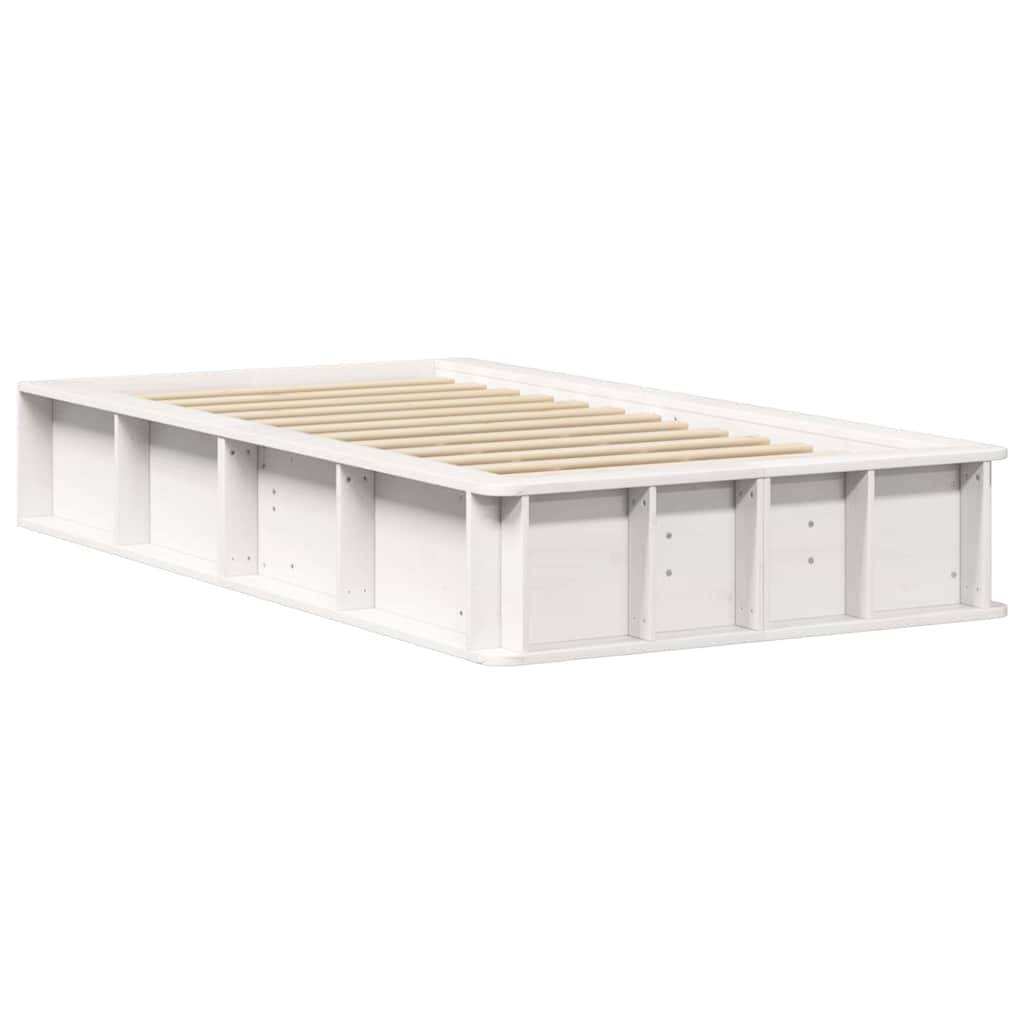 vidaXL Bettrahmen Weiß 75 x 190 cm Massives Kiefernholz