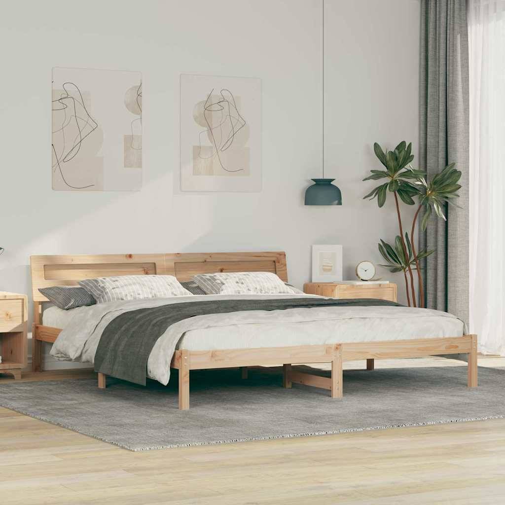 vidaXL Bettrahmen mit Kopfteil Braun 200 x 200 cm Massives Kiefernholz