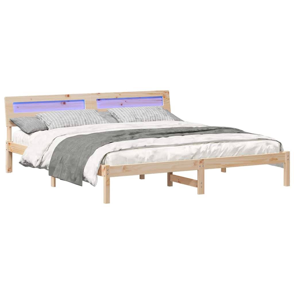 vidaXL Bettrahmen mit Kopfteil Braun 180 x 200 cm Massives Kiefernholz