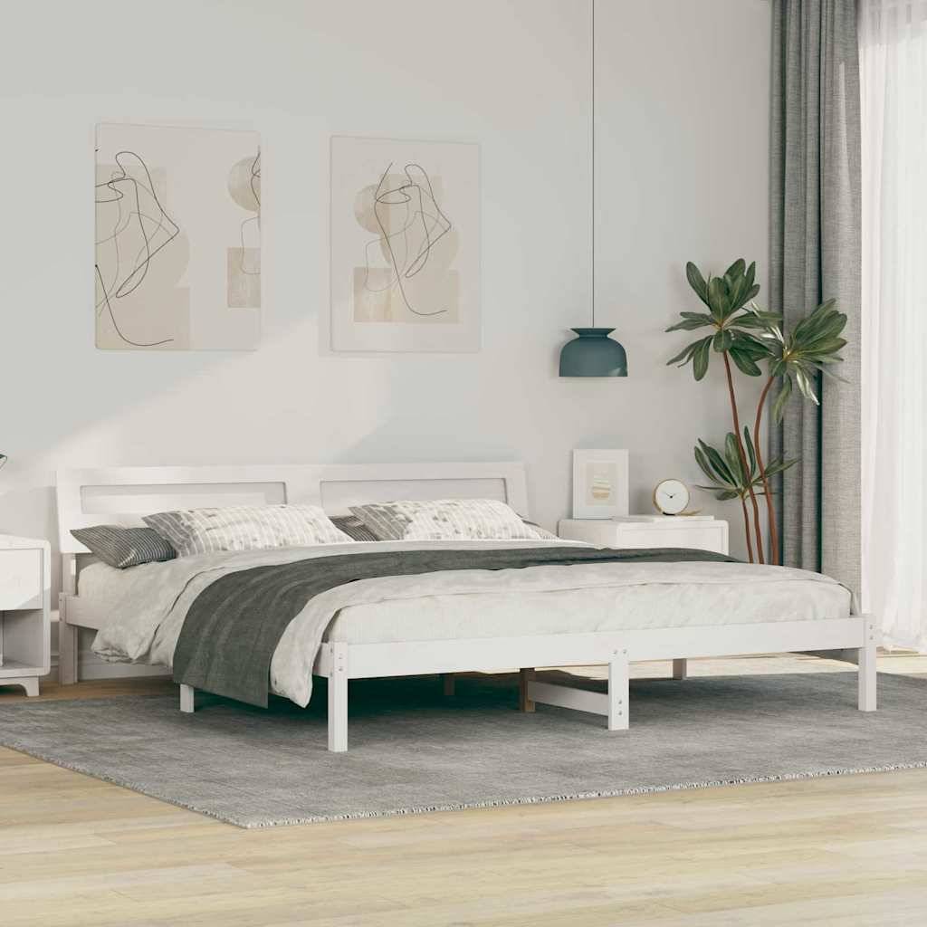 vidaXL Bettrahmen mit Kopfteil Weiß 180 x 200 cm Massives Kiefernholz
