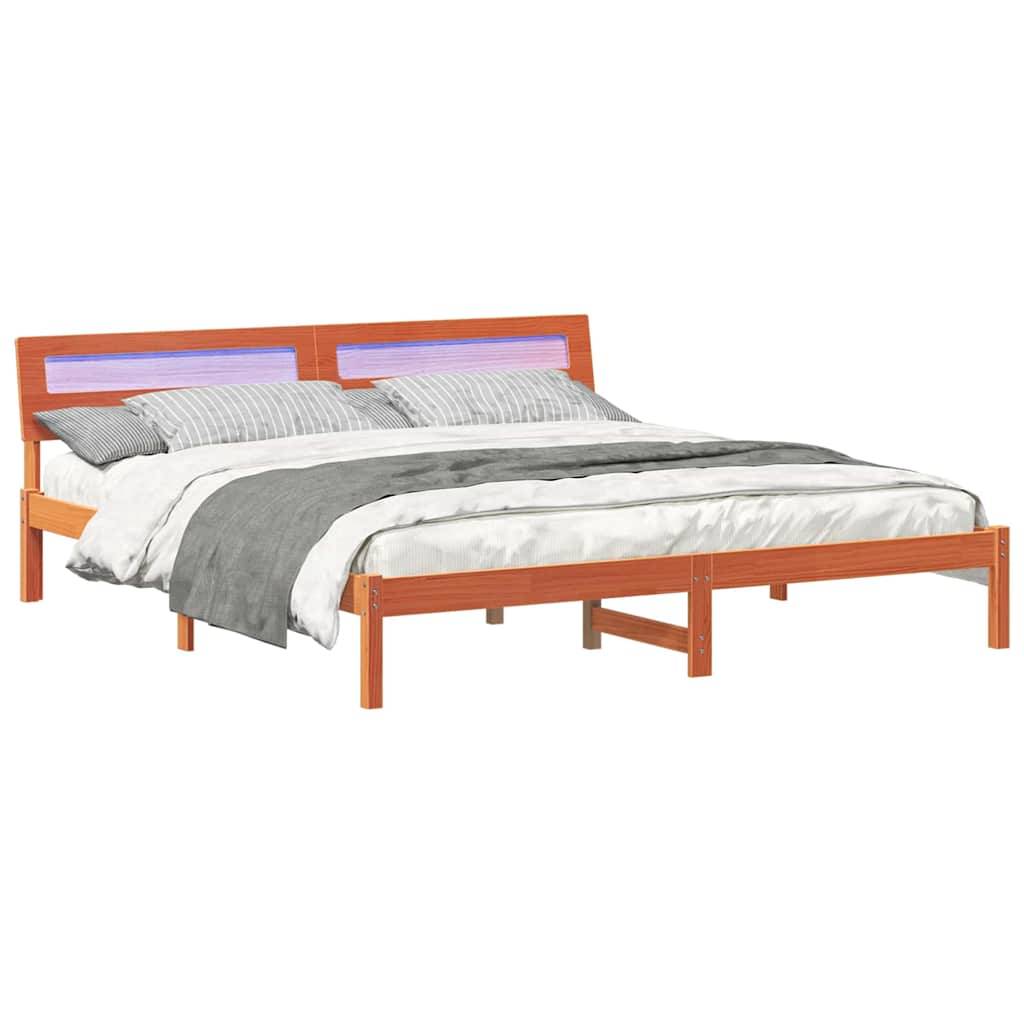 vidaXL Bettrahmen mit Kopfteil Braun 200 x 200 cm Massives Kiefernholz