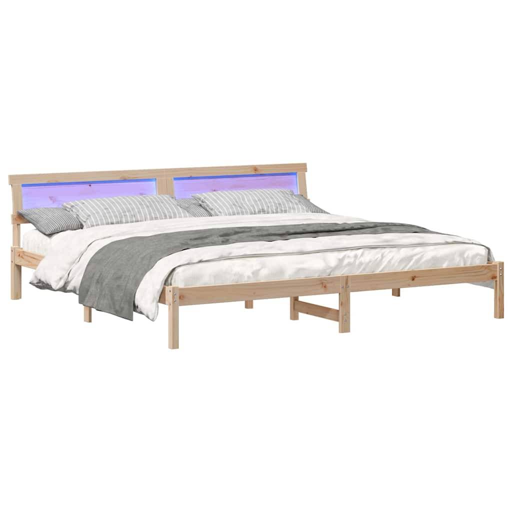 vidaXL Bettgestell mit Kopfteil Braun 200 x 200 cm Massivholz Kiefer