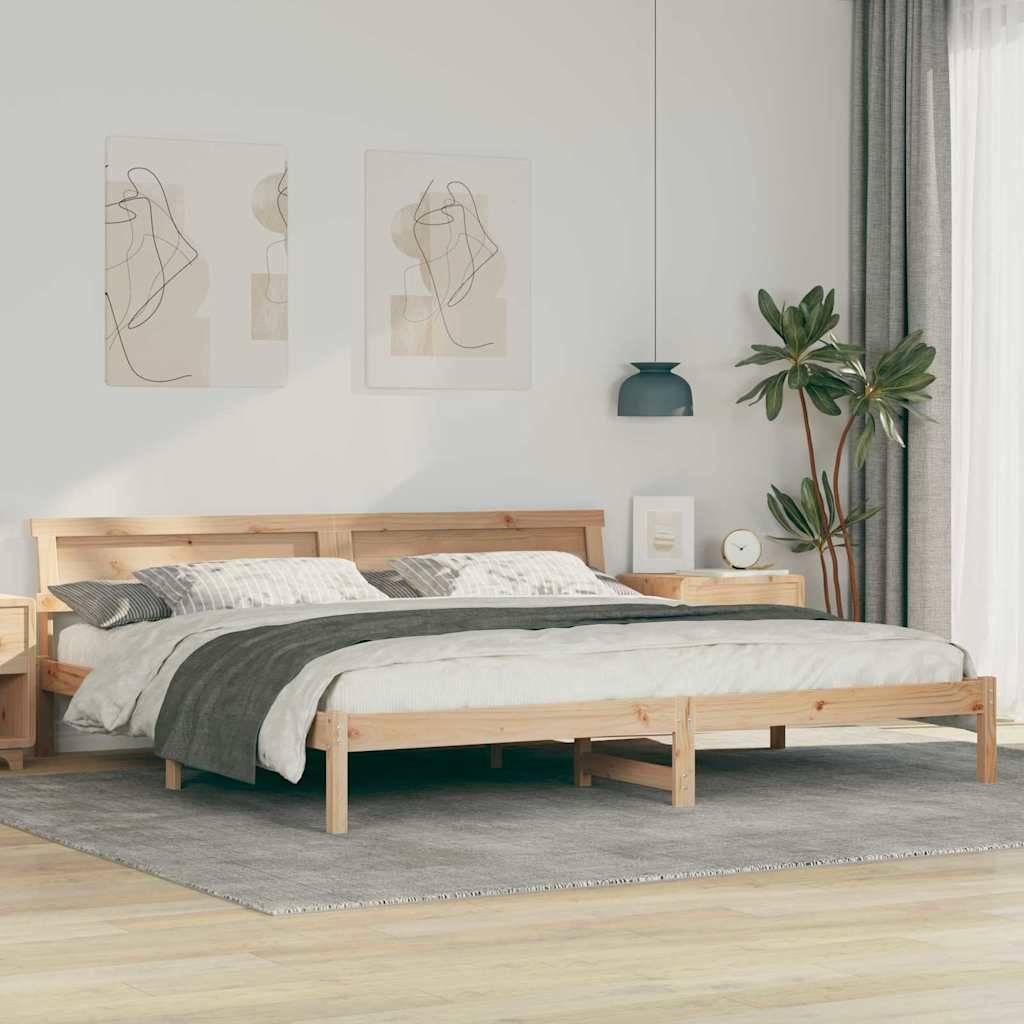 vidaXL Bettgestell mit Kopfteil Braun 200 x 200 cm Massivholz Kiefer
