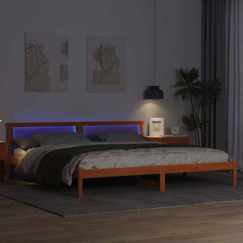 vidaXL Bettrahmen Wachsbraun 180 x 200 cm Massives Kiefernholz
