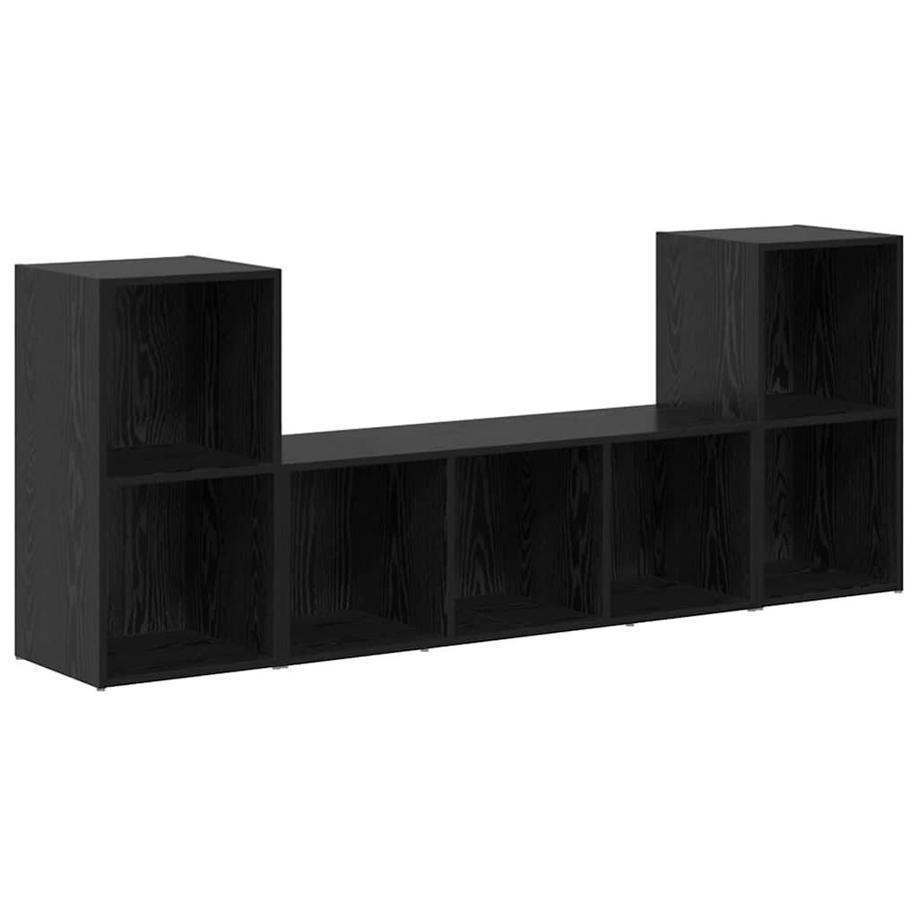 vidaXL TV-Schrankset Wandmontiert 3 pcs Schwarz Holzwerkstoff
