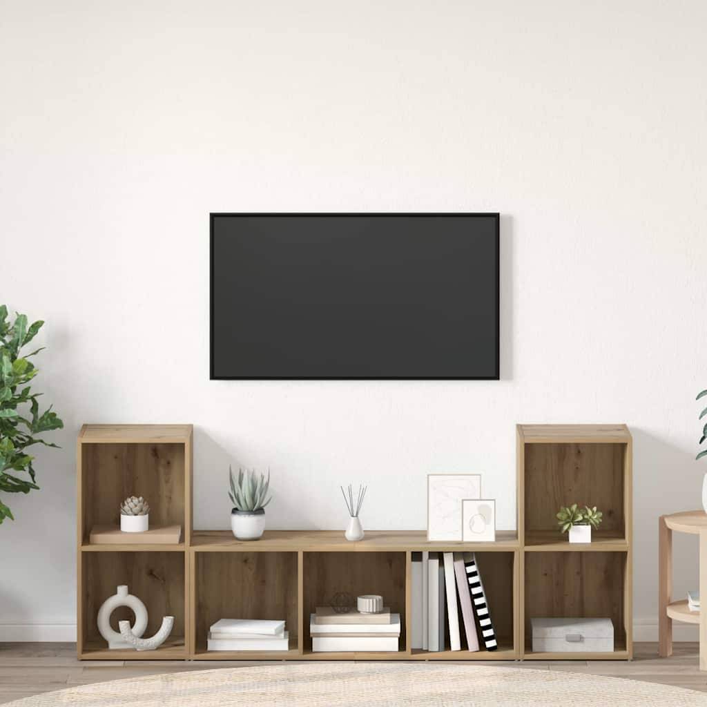 vidaXL TV-Schrankset Wandmontiert 3 pcs Braun Holzwerkstoff