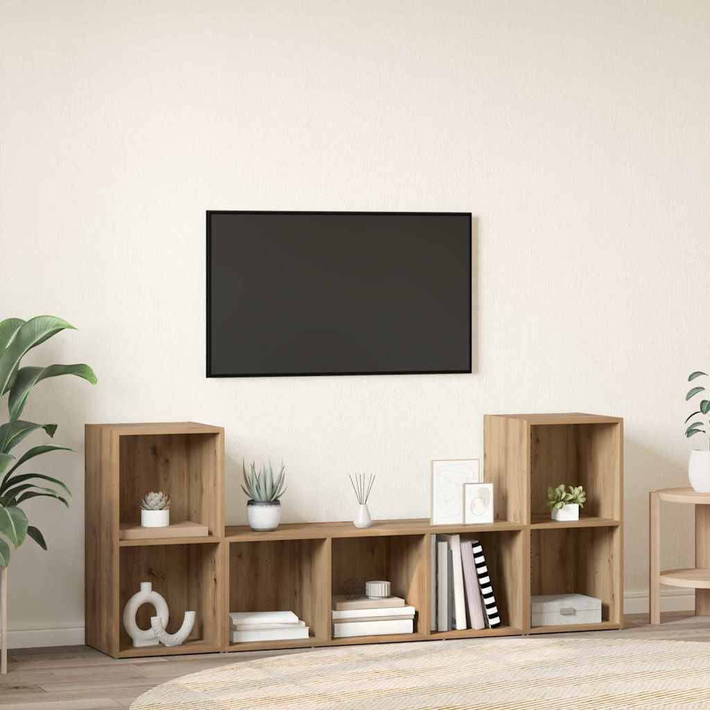 vidaXL TV-Schrankset Wandmontiert 3 pcs Braun Holzwerkstoff