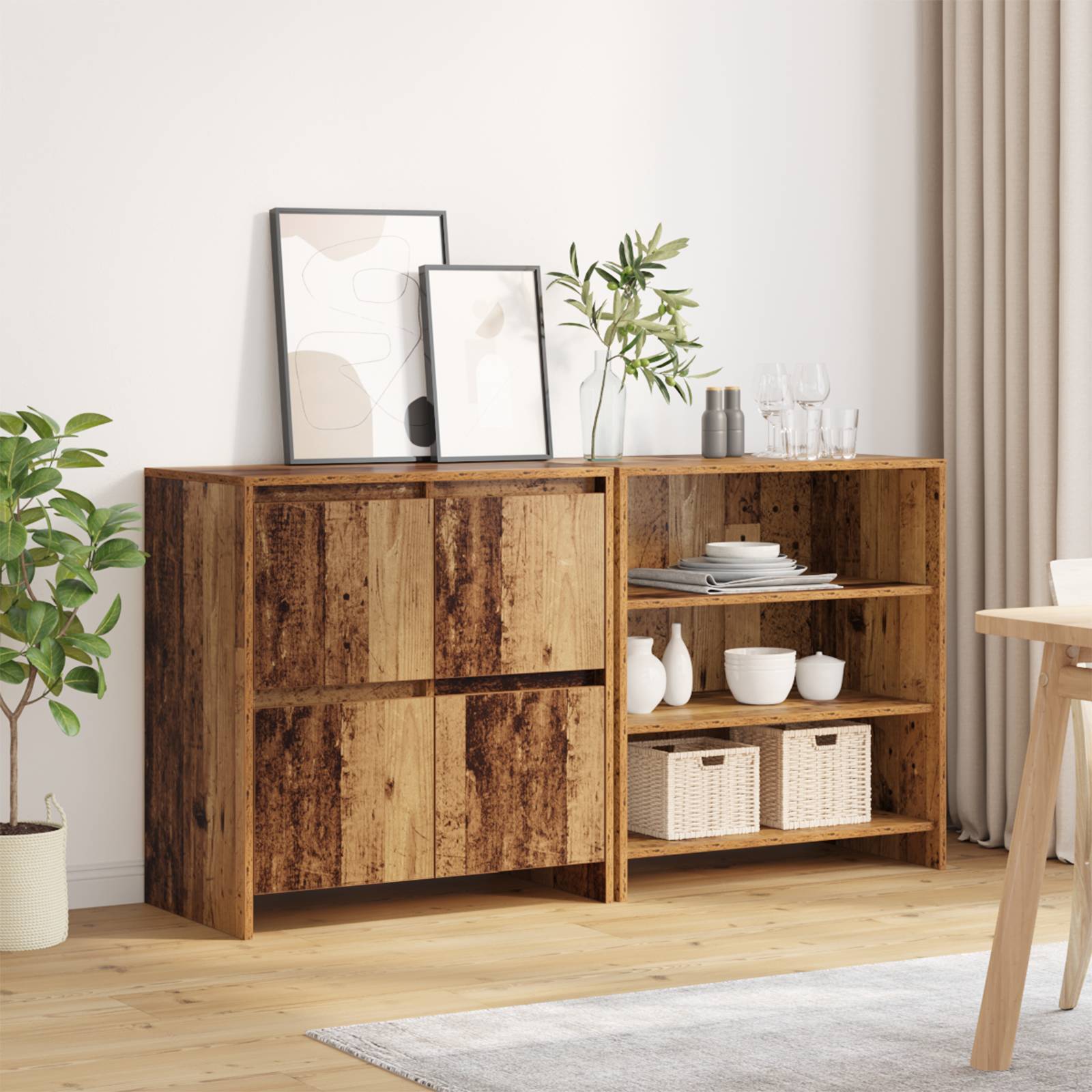 vidaXL Sideboard 2 pcs Altholz 70 x 41 x 75 cm Holzwerkstoff