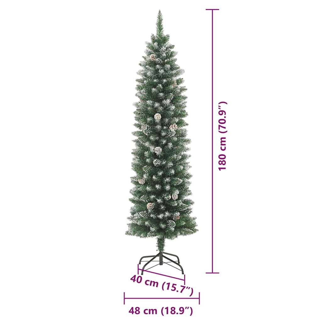 vidaXL Künstlicher schlanker Weihnachtsbaum Grün und Weiß 180 cm