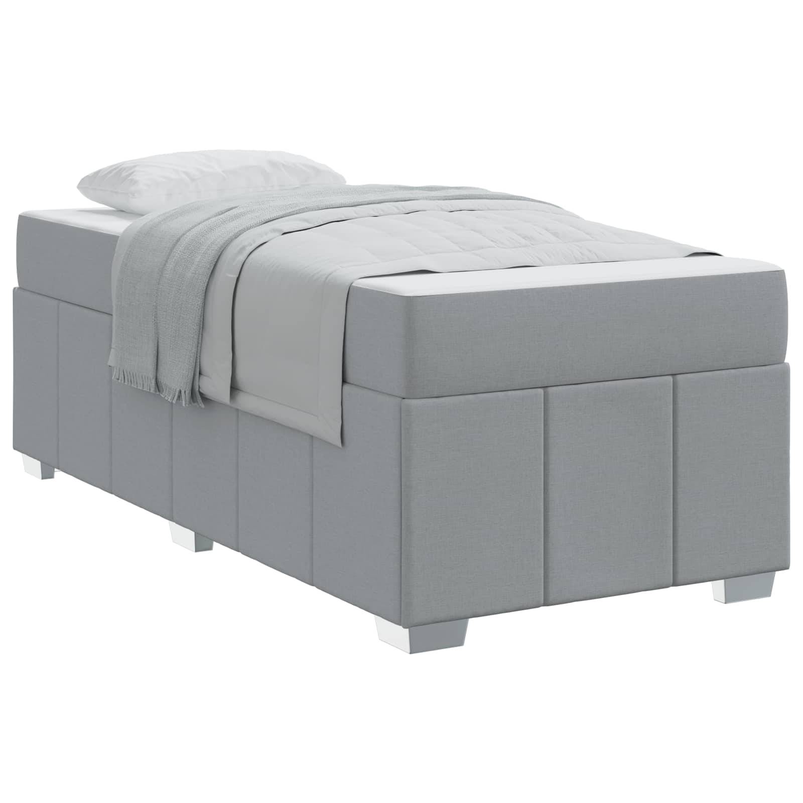 vidaXL Bettrahmen mit Matratze Hellgrau 80 x 200 cm Stoff