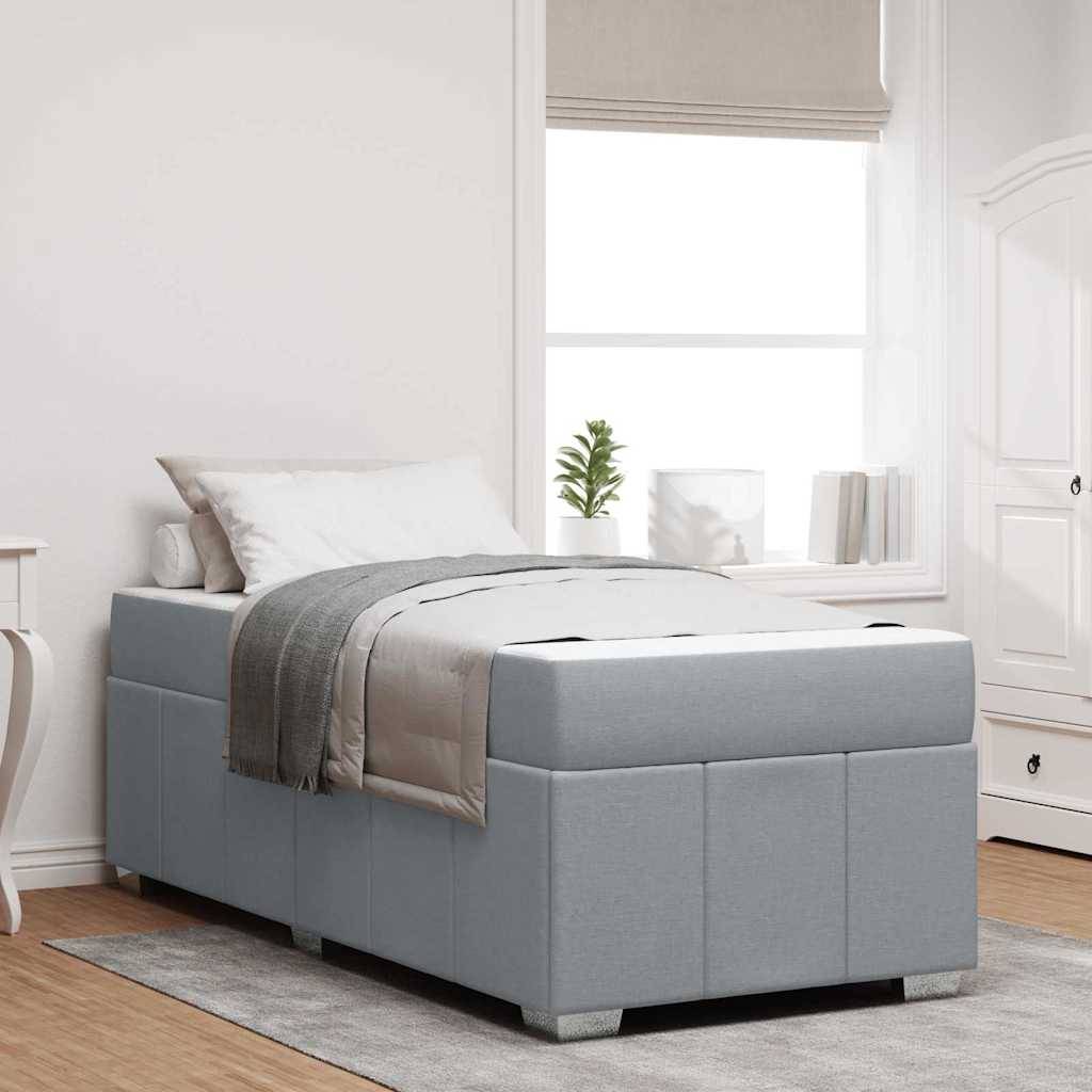 vidaXL Bettrahmen mit Matratze Hellgrau 80 x 200 cm Stoff
