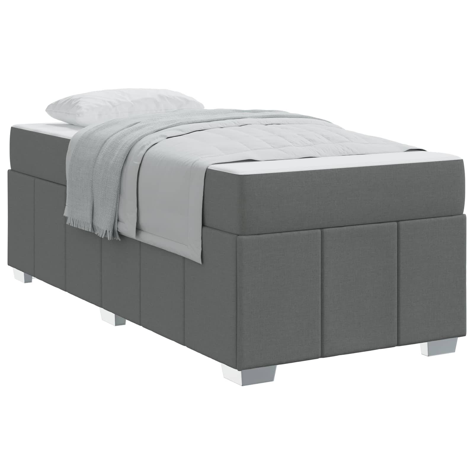 vidaXL Bettrahmen mit Matratze Dunkelgrau 90 x 190 cm Stoff