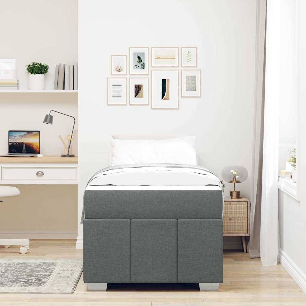 vidaXL Bettrahmen mit Matratze Dunkelgrau 90 x 190 cm Stoff
