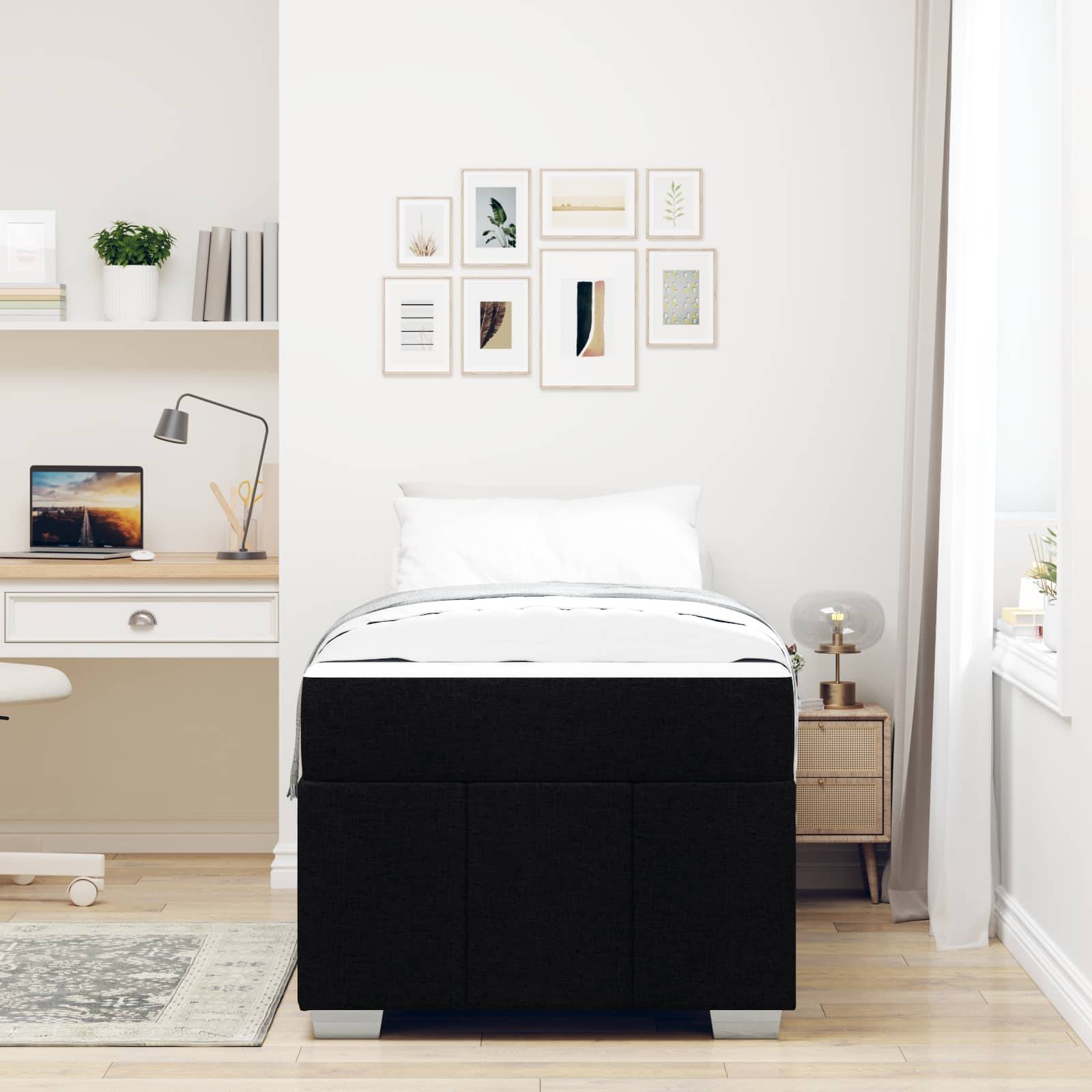 vidaXL Bettrahmen mit Matratze Schwarz 90 x 200 cm Stoff