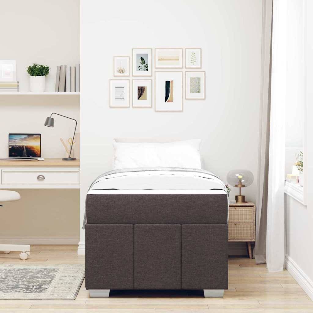 vidaXL Bettrahmen mit Matratze Dunkelbraun 90 x 200 cm Stoff