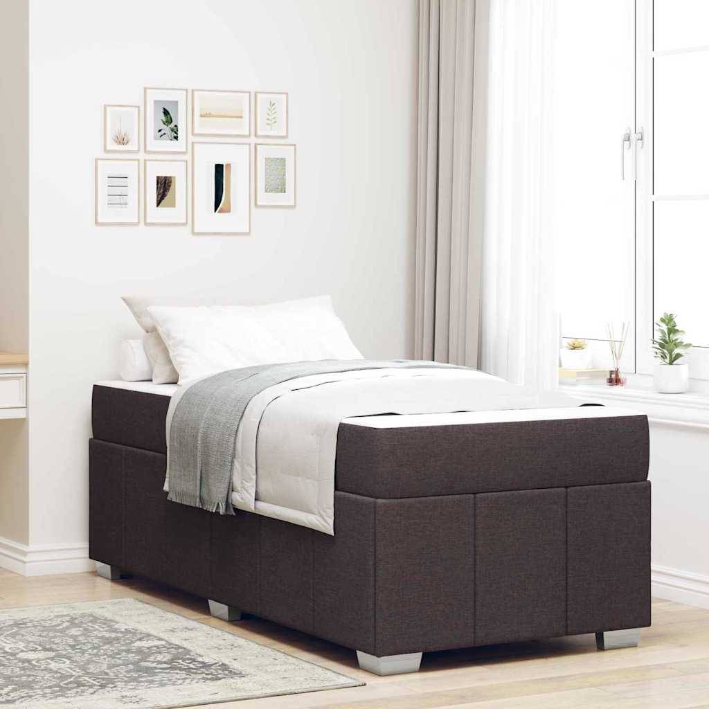 vidaXL Bettrahmen mit Matratze Dunkelbraun 90 x 200 cm Stoff