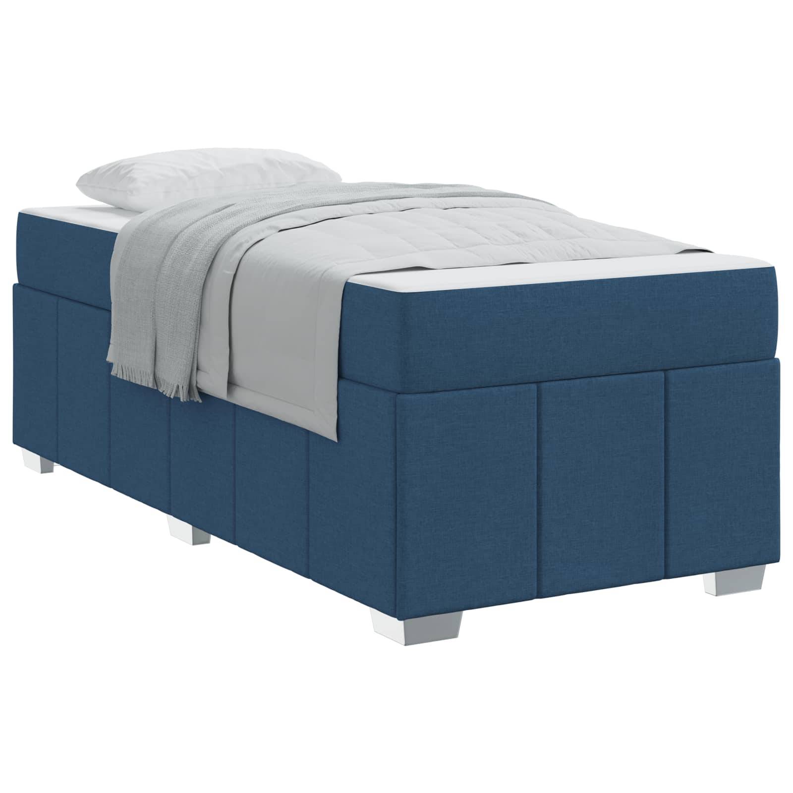 vidaXL Bettrahmen mit Matratze Blau 90 x 200 cm Stoff