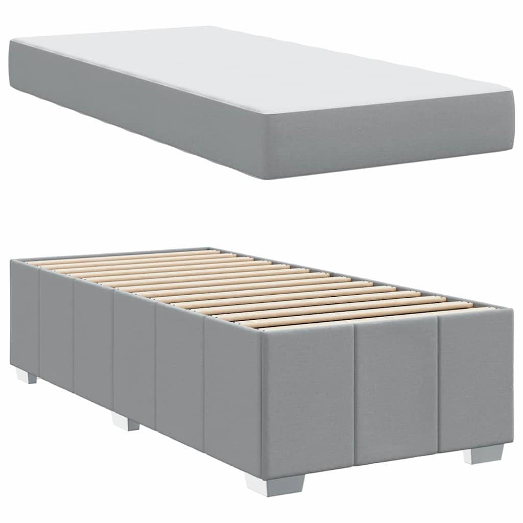 vidaXL Bettrahmen mit Matratze Hellgrau 120 x 190 cm Stoff
