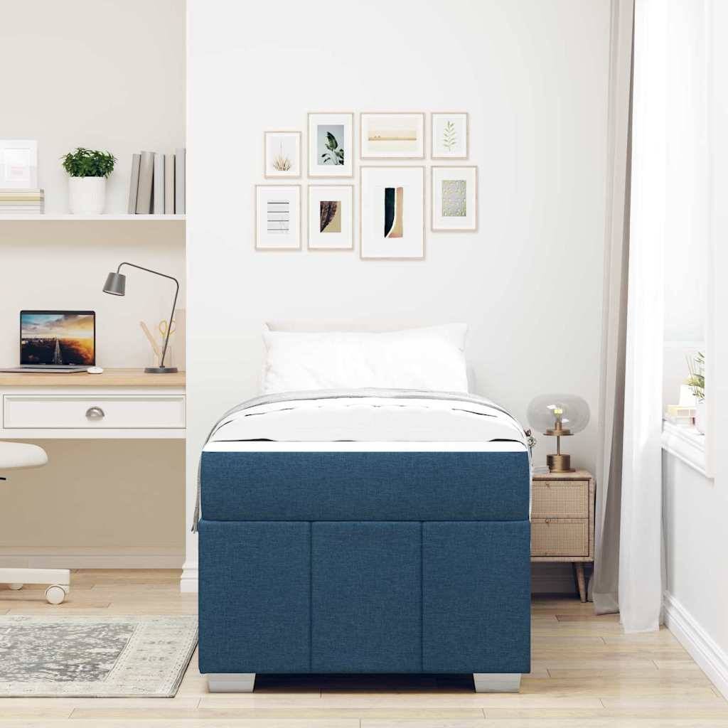 vidaXL Bettrahmen mit Matratze Blau 100 x 200 cm Stoff