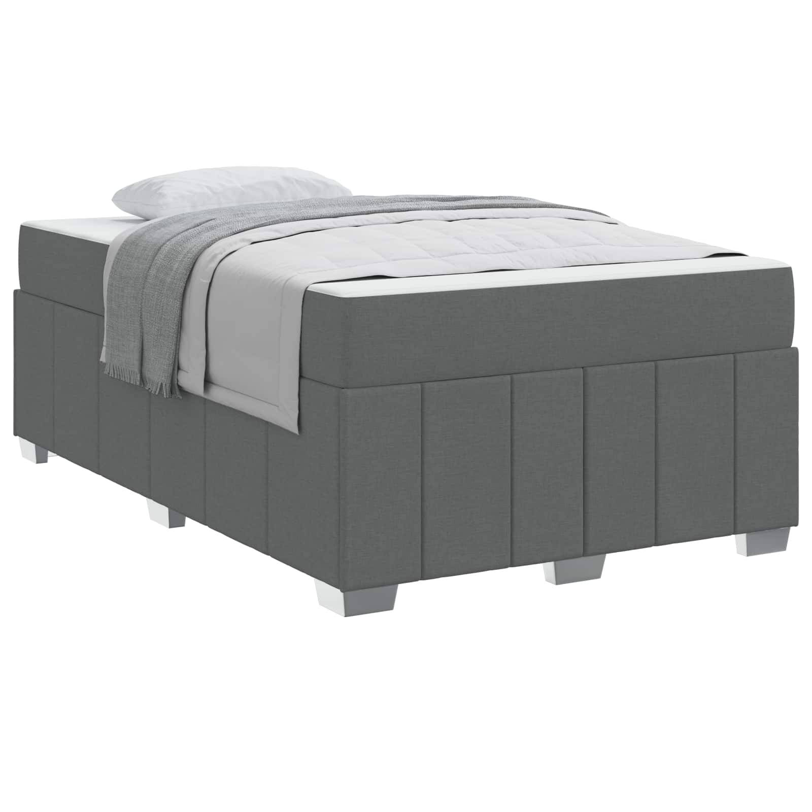 vidaXL Bettrahmen mit Matratze Dunkelgrau 120 x 200 cm Stoff