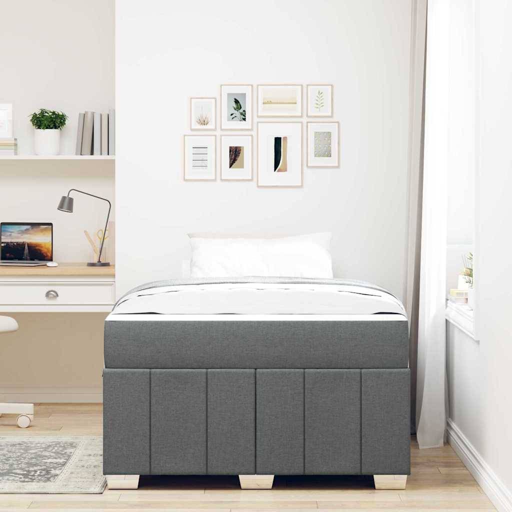vidaXL Bettrahmen mit Matratze Dunkelgrau 120 x 200 cm Stoff