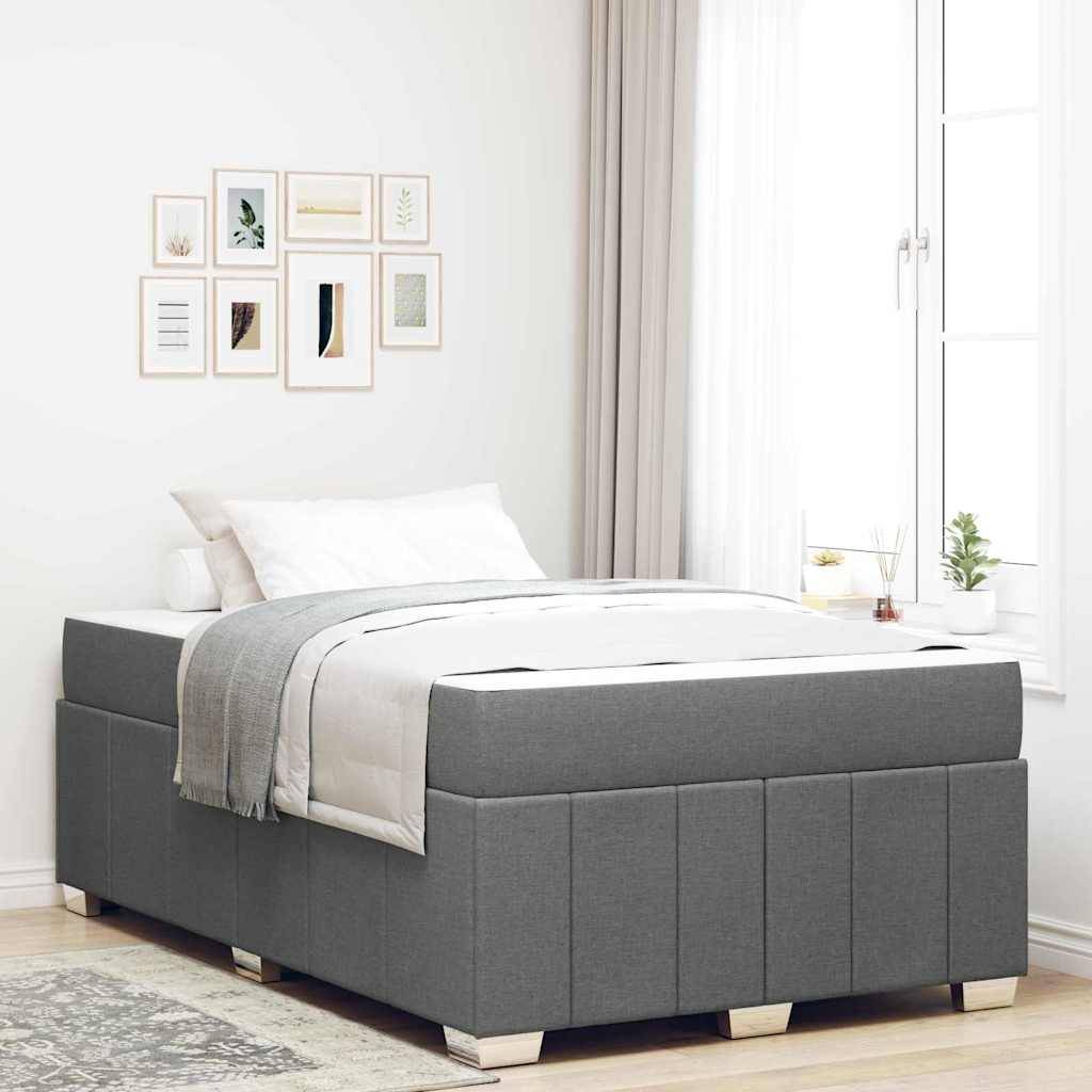 vidaXL Bettrahmen mit Matratze Dunkelgrau 120 x 200 cm Stoff