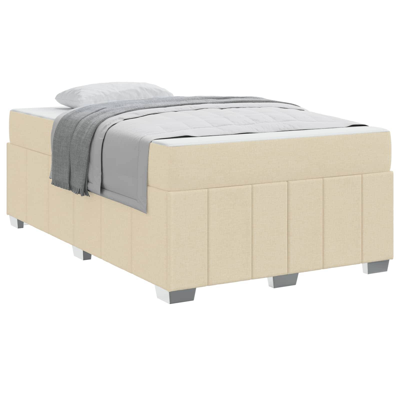 vidaXL Bettrahmen mit Matratze Creme 120 x 200 cm Stoff