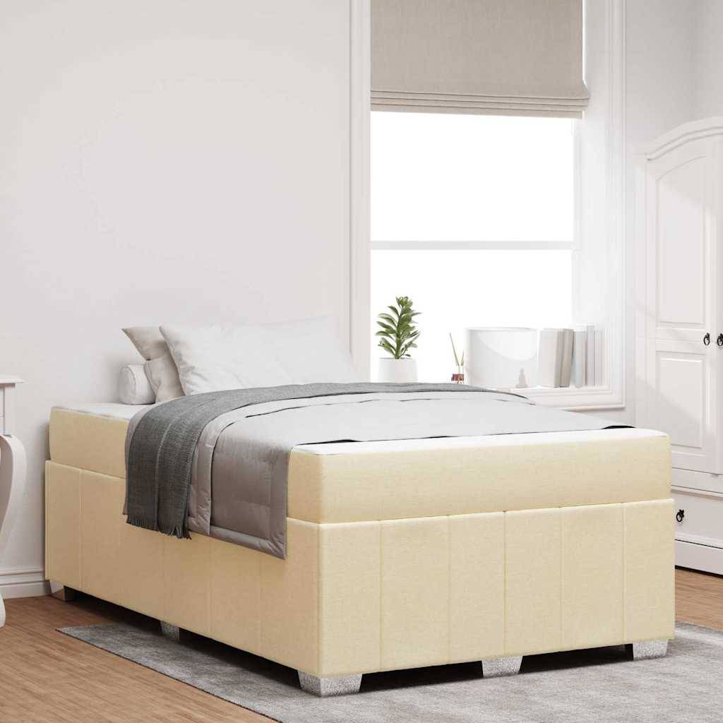 vidaXL Bettrahmen mit Matratze Creme 120 x 200 cm Stoff
