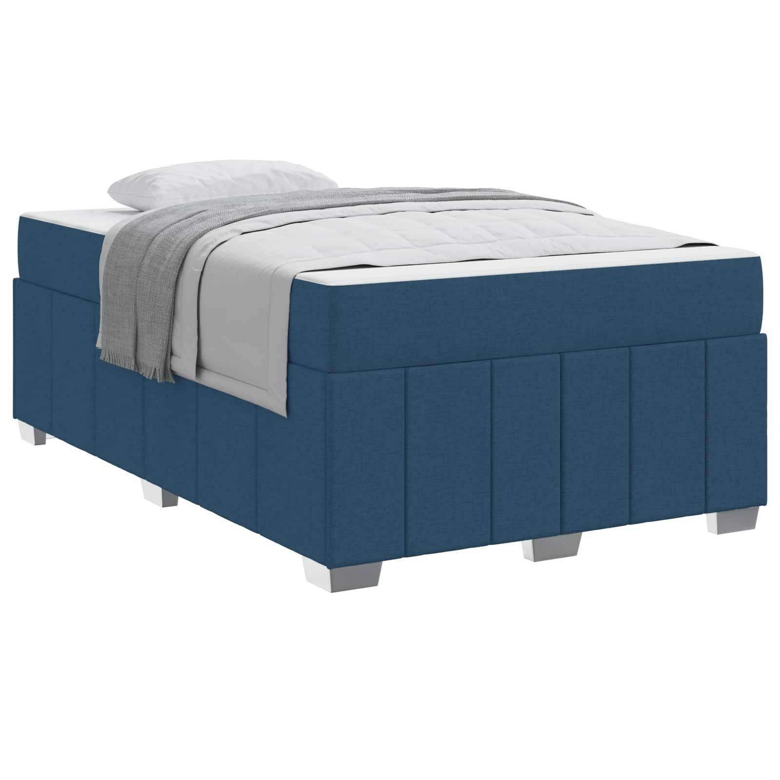 vidaXL Bettrahmen mit Matratze Blau 120 x 200 cm Stoff
