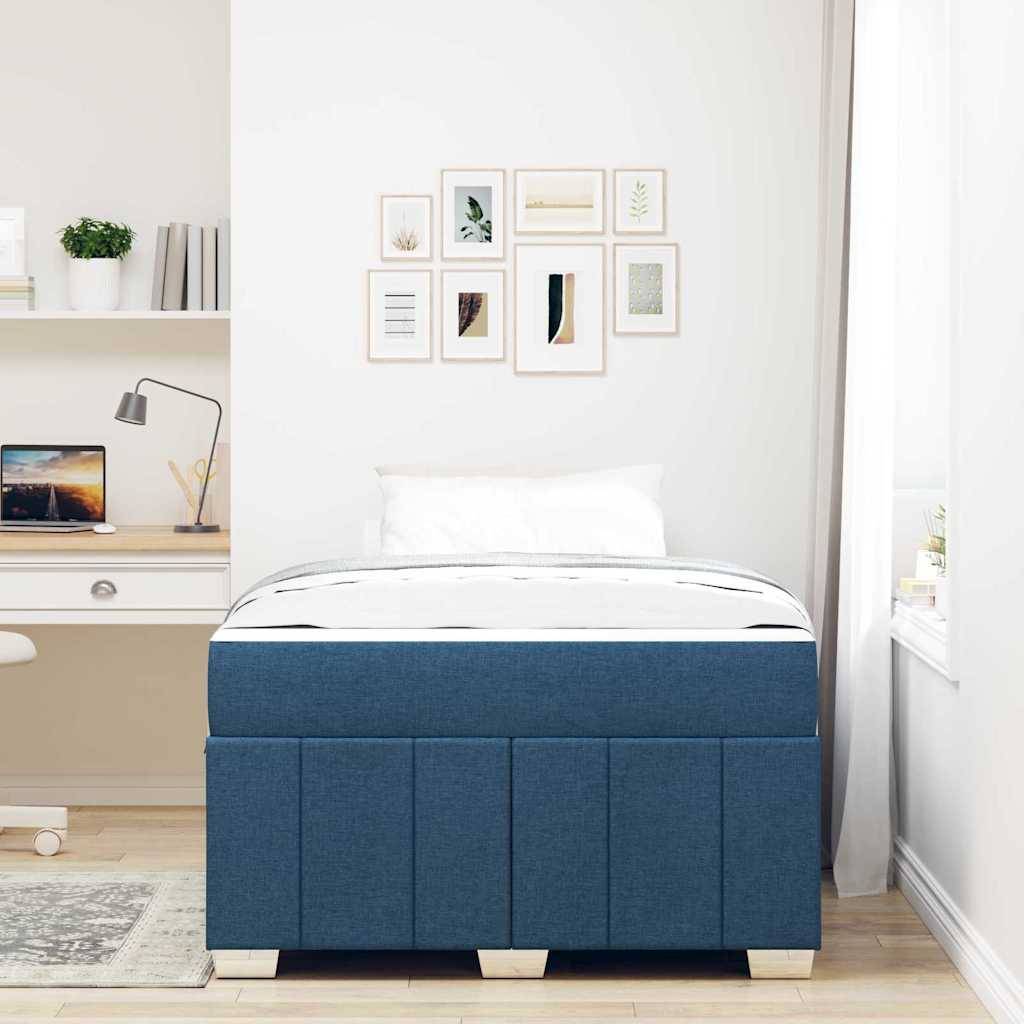 vidaXL Bettrahmen mit Matratze Blau 120 x 200 cm Stoff