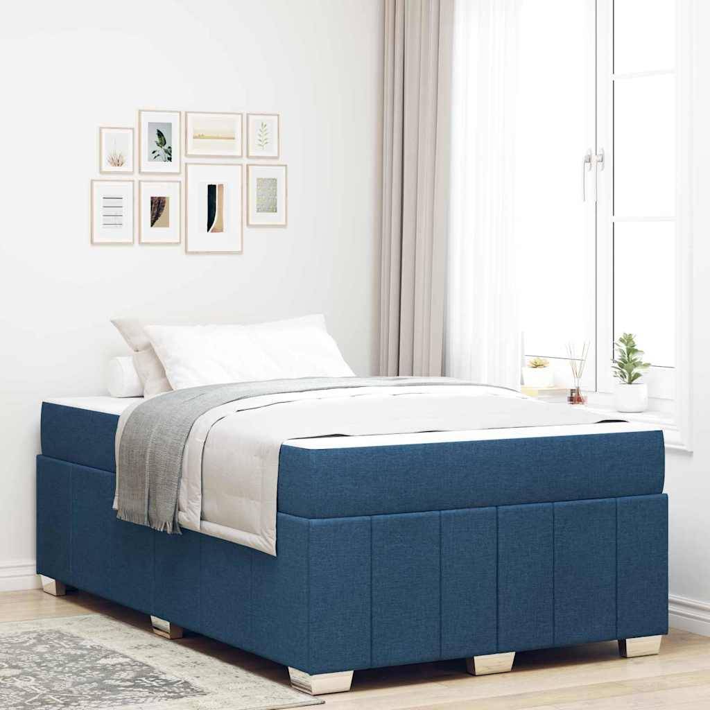 vidaXL Bettrahmen mit Matratze Blau 120 x 200 cm Stoff
