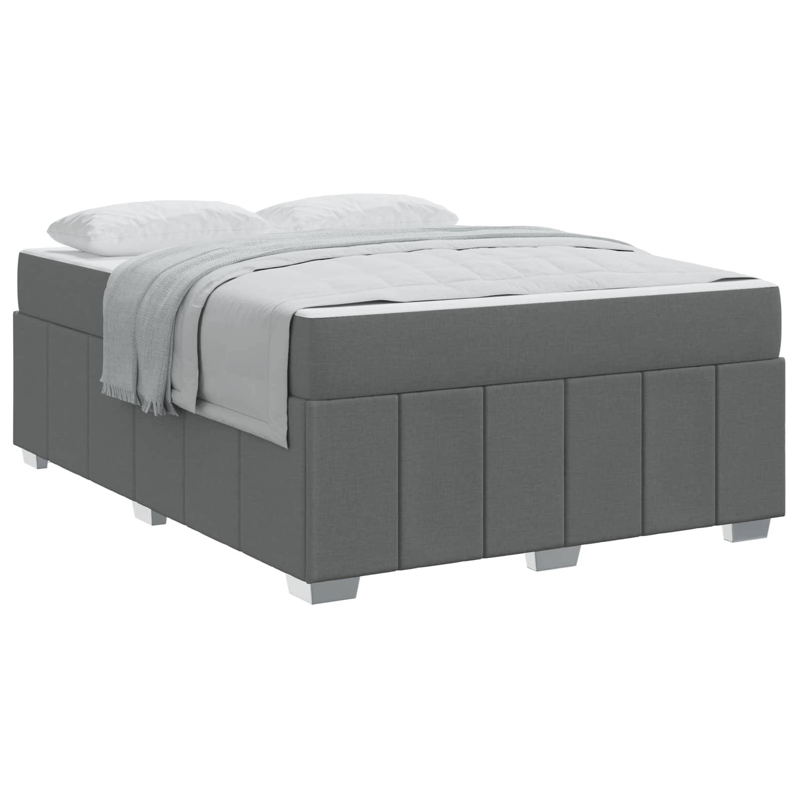 vidaXL Bettrahmen mit Matratze Dunkelgrau 140 x 200 cm Stoff