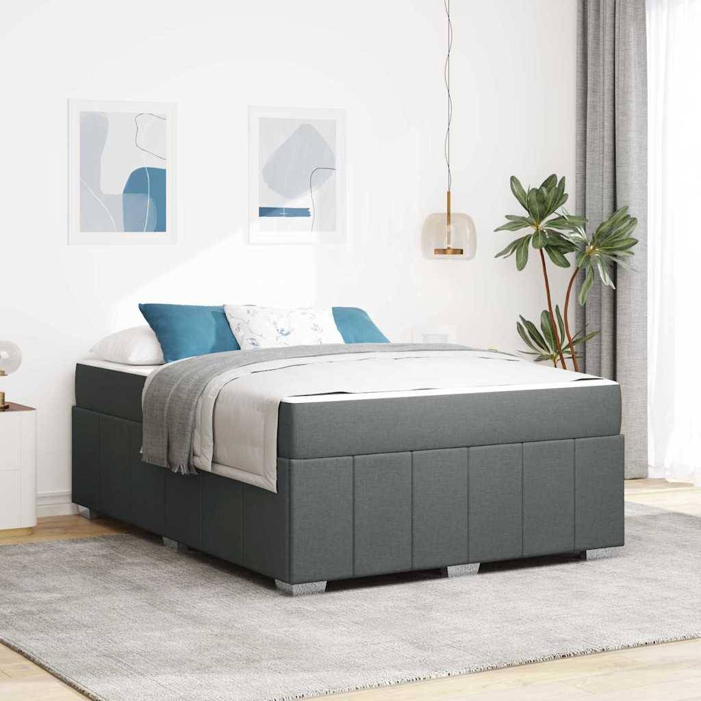 vidaXL Bettrahmen mit Matratze Dunkelgrau 140 x 200 cm Stoff