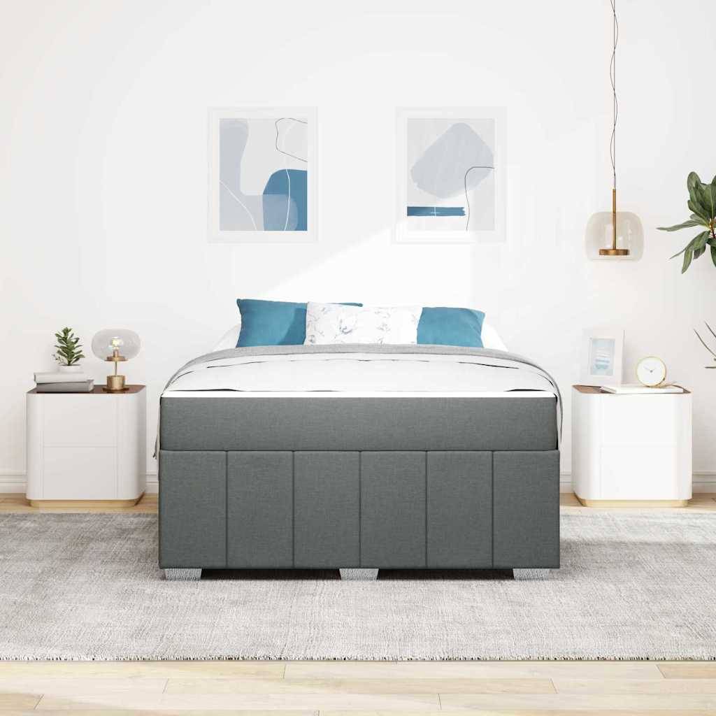 vidaXL Bettrahmen mit Matratze Dunkelgrau 140 x 200 cm Stoff