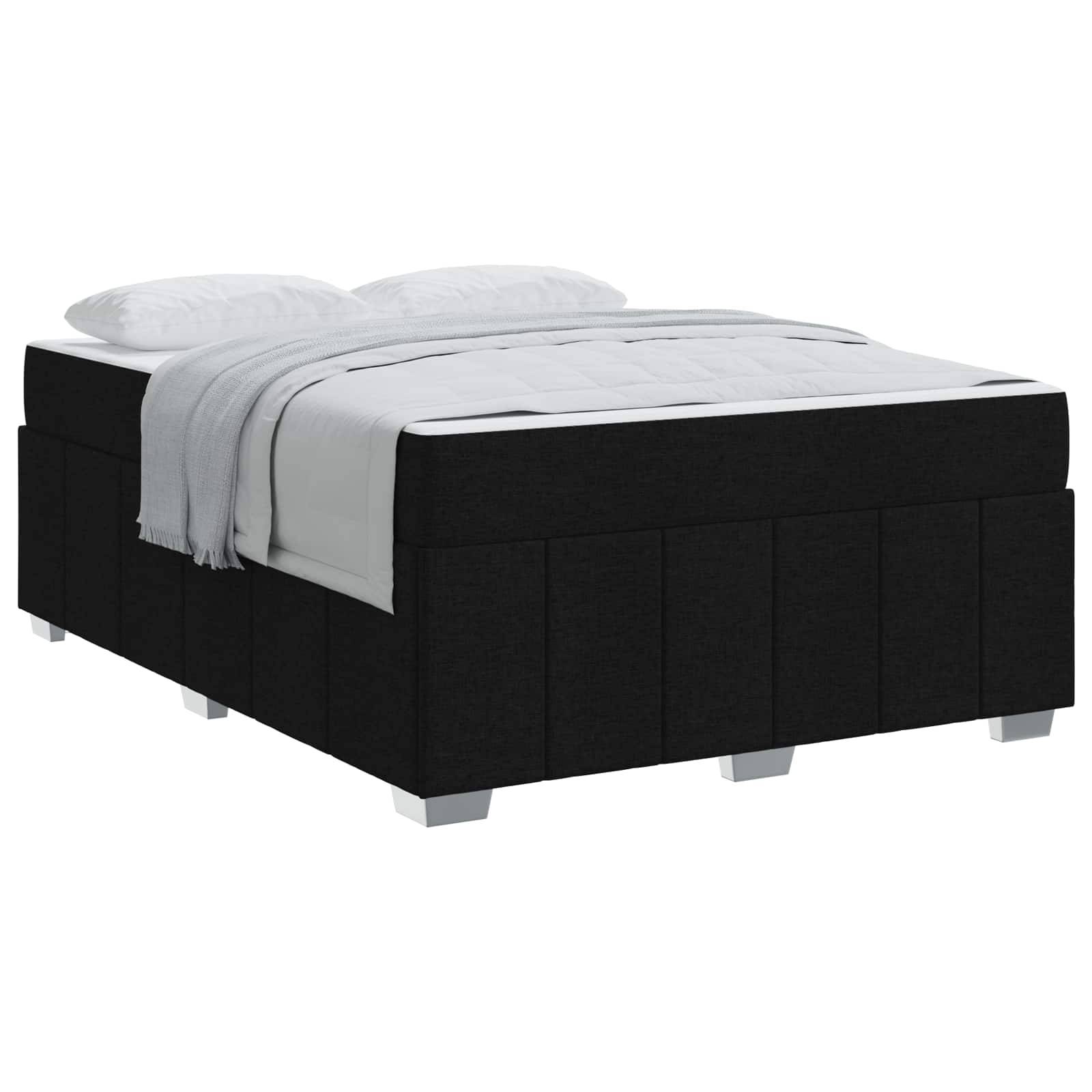 vidaXL Bettgestell mit Matratze Schwarz 140 x 200 cm Stoff