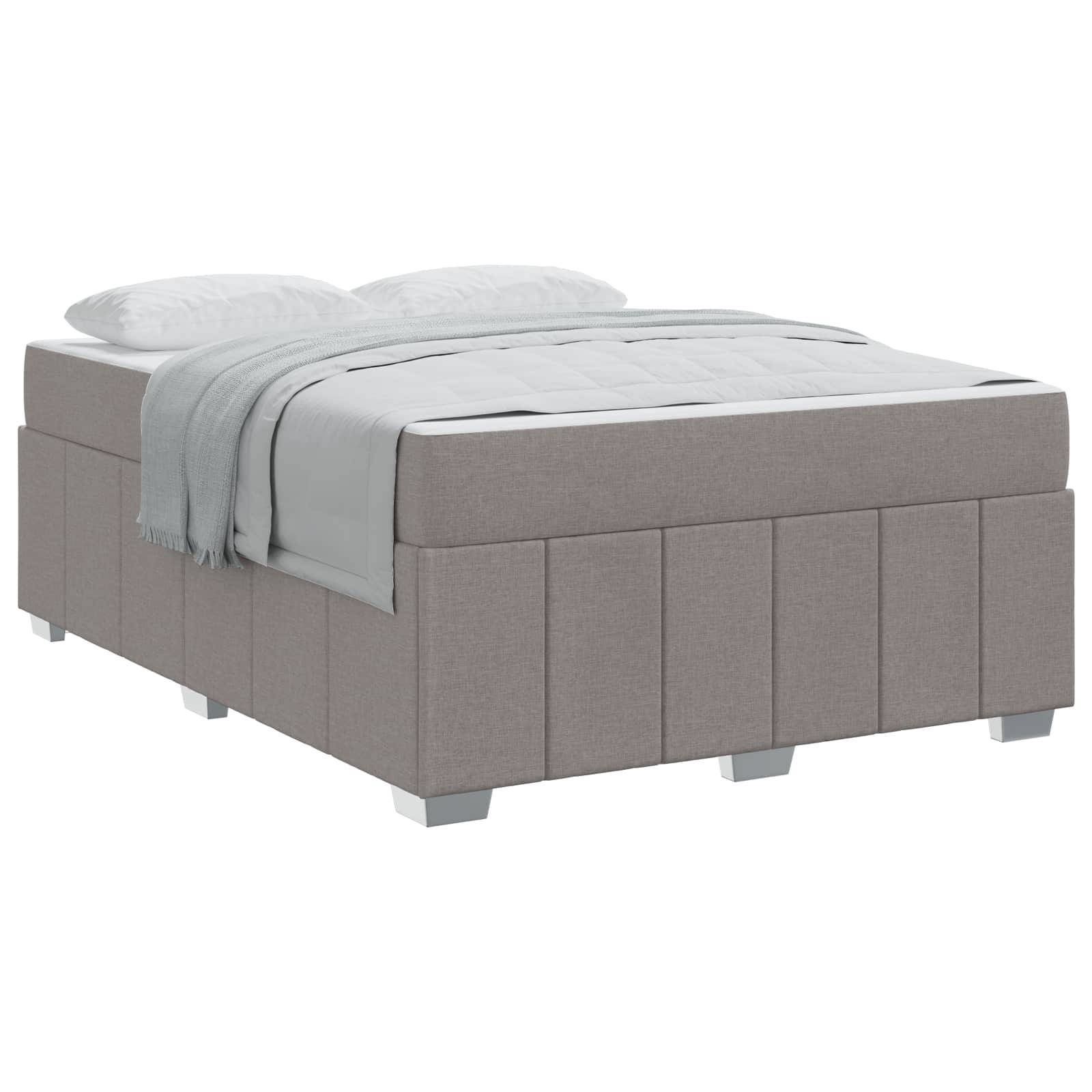 vidaXL Bettrahmen mit Matratze Taupe 140 x 200 cm Stoff