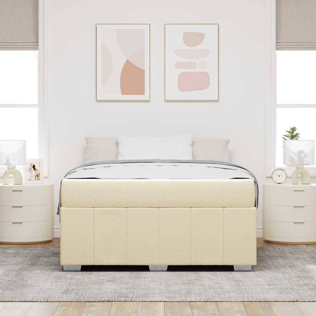 vidaXL Bettrahmen mit Matratze Creme 140 x 200 cm Stoff