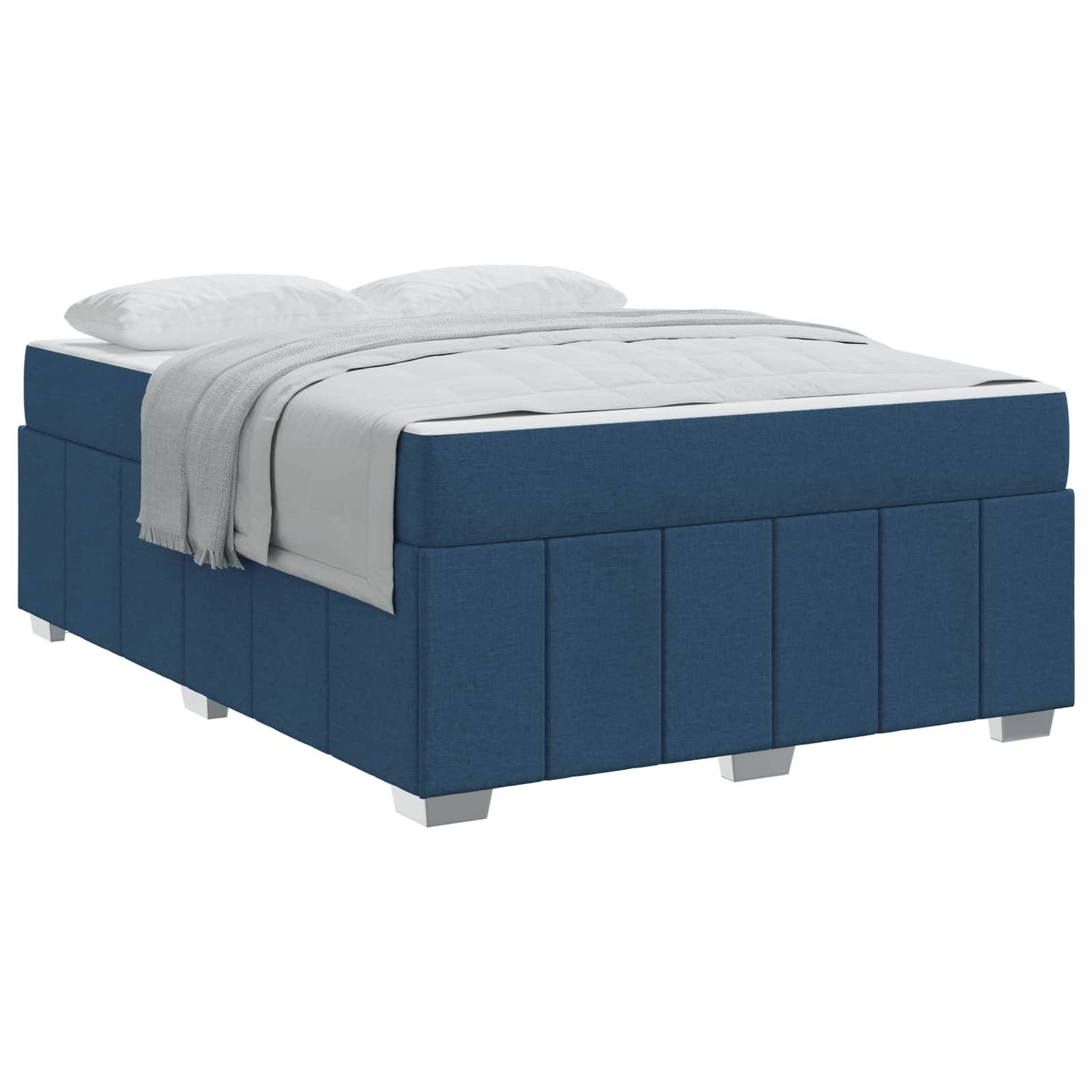 vidaXL Bettrahmen mit Matratze Blau 140 x 200 cm Stoff