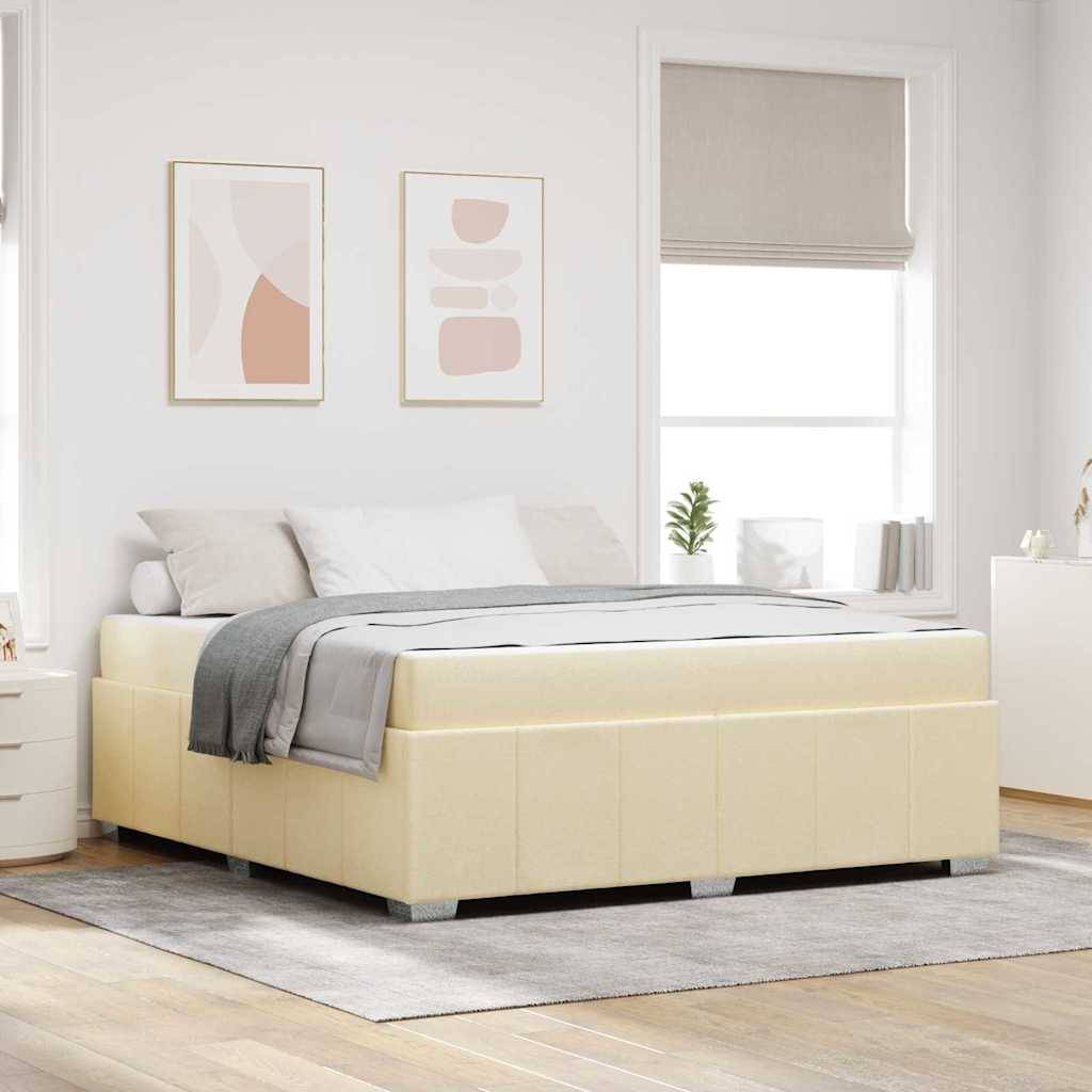 vidaXL Bettrahmen mit Matratze Creme 180 x 200 cm Stoff
