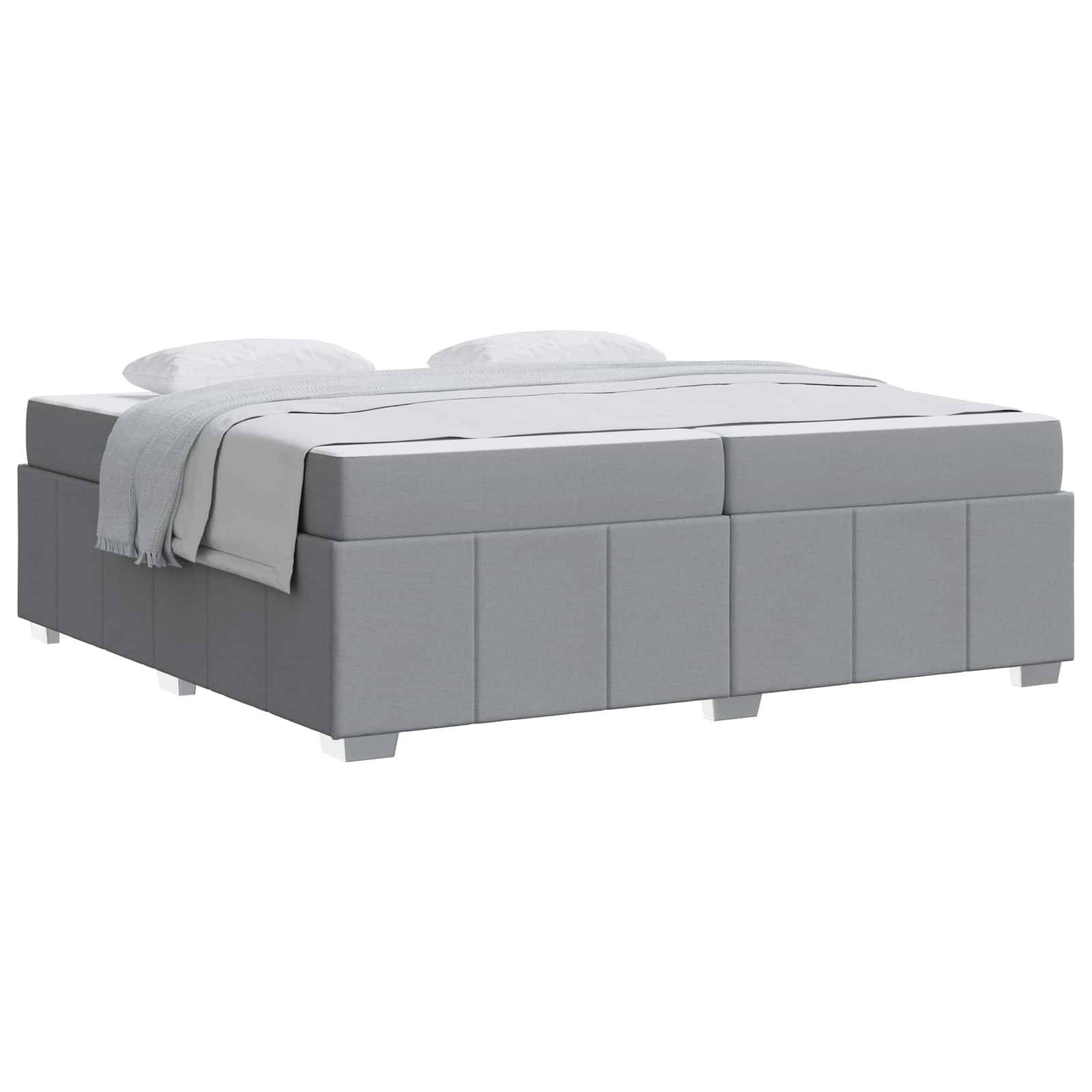 vidaXL Bettrahmen mit Matratze Hellgrau 200 x 200 cm Stoff