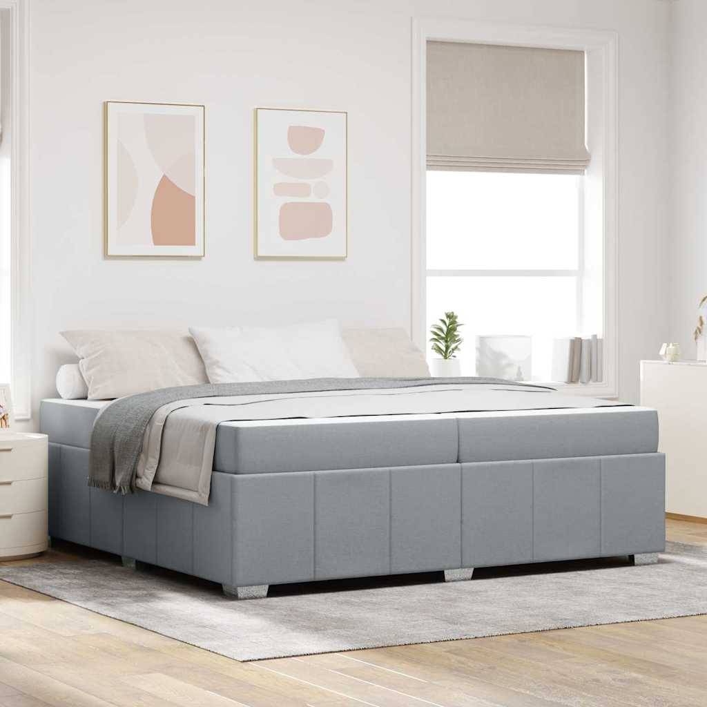 vidaXL Bettrahmen mit Matratze Hellgrau 200 x 200 cm Stoff