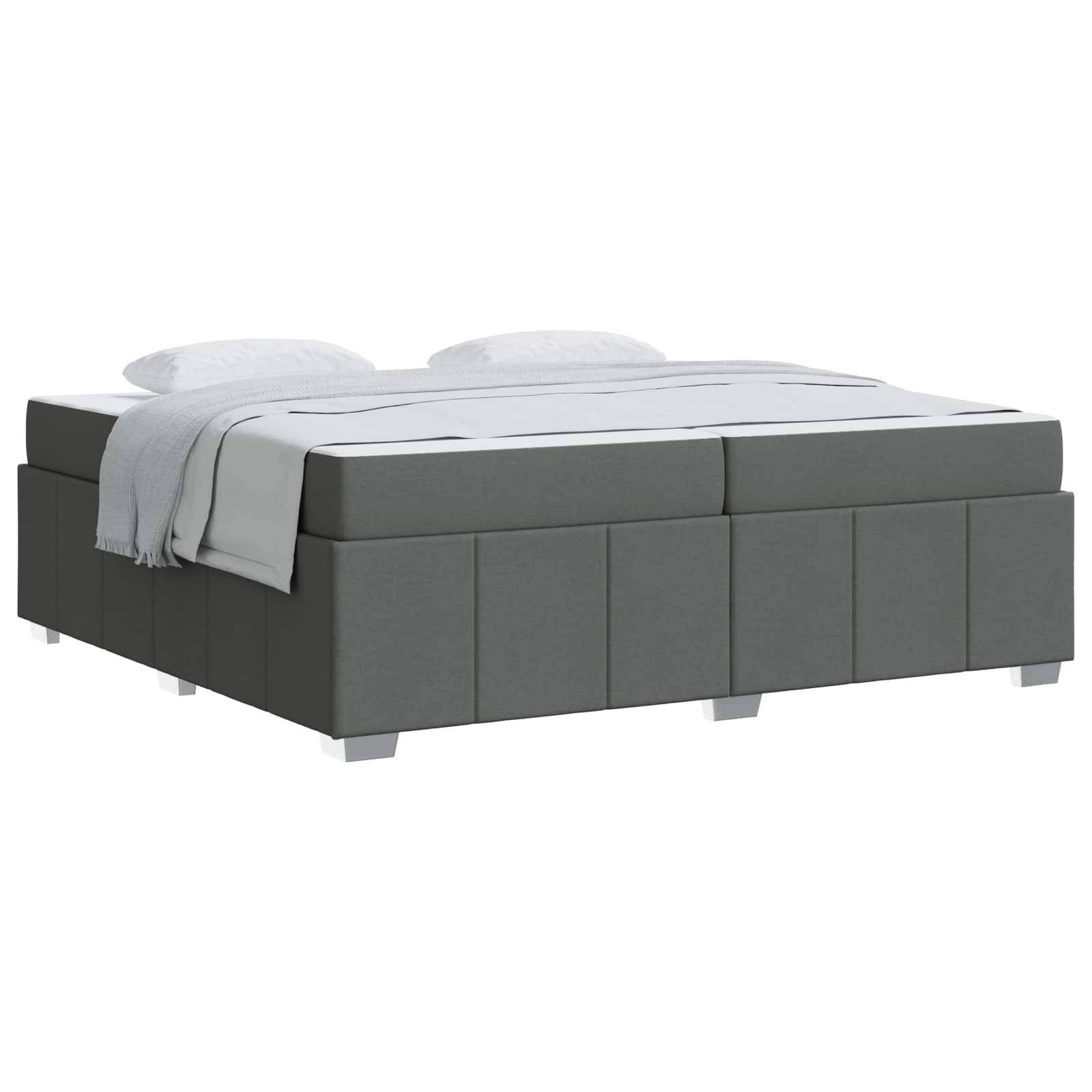 vidaXL Bettrahmen mit Matratze Dunkelgrau 200 x 200 cm Stoff