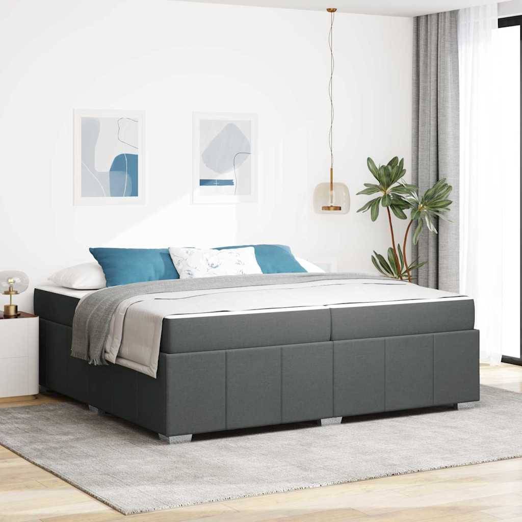 vidaXL Bettrahmen mit Matratze Dunkelgrau 200 x 200 cm Stoff