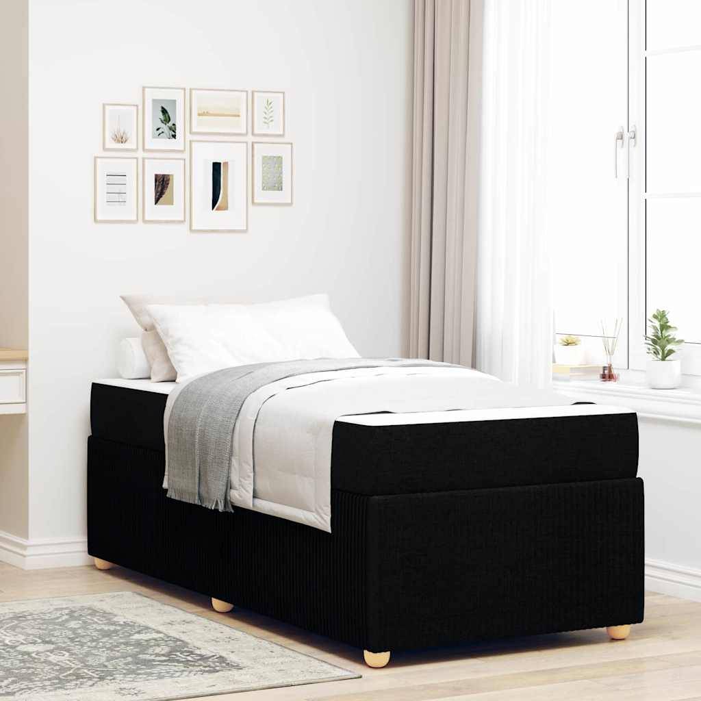 vidaXL Bettrahmen mit Matratze Schwarz 80 x 200 cm Stoff