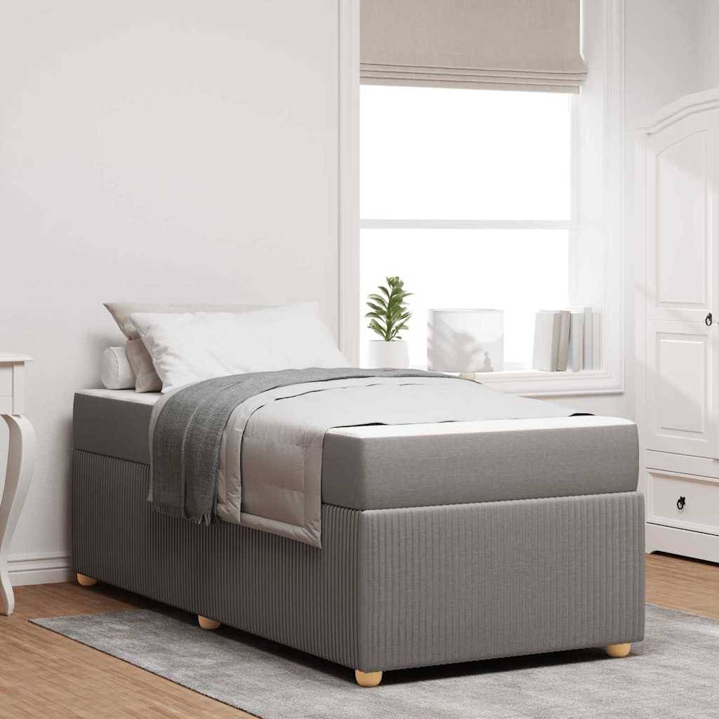 vidaXL Bettrahmen mit Matratze Taupe 90 x 200 cm Stoff