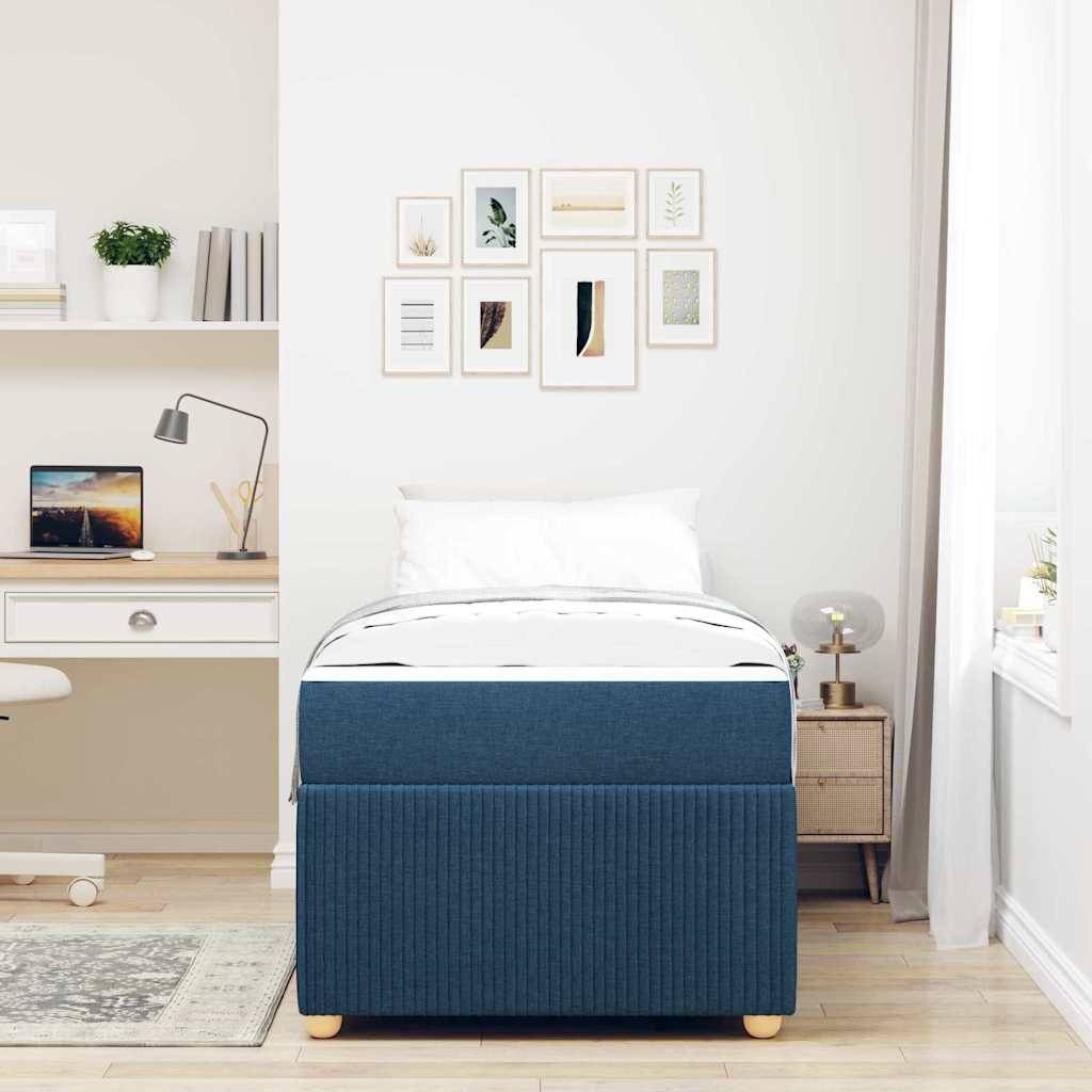 vidaXL Bettrahmen mit Matratze Blau 80 x 200 cm Stoff