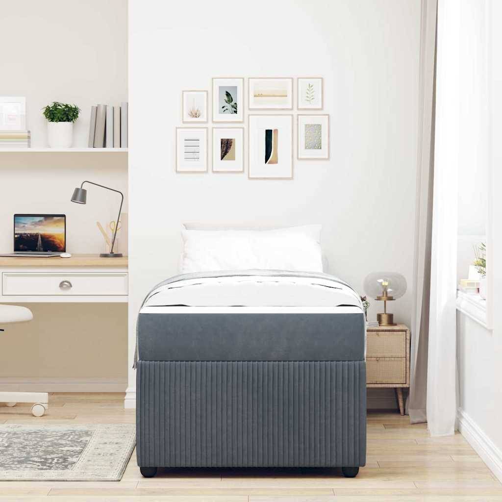 vidaXL Bettrahmen mit Matratze Dunkelgrau 80 x 200 cm Stoff