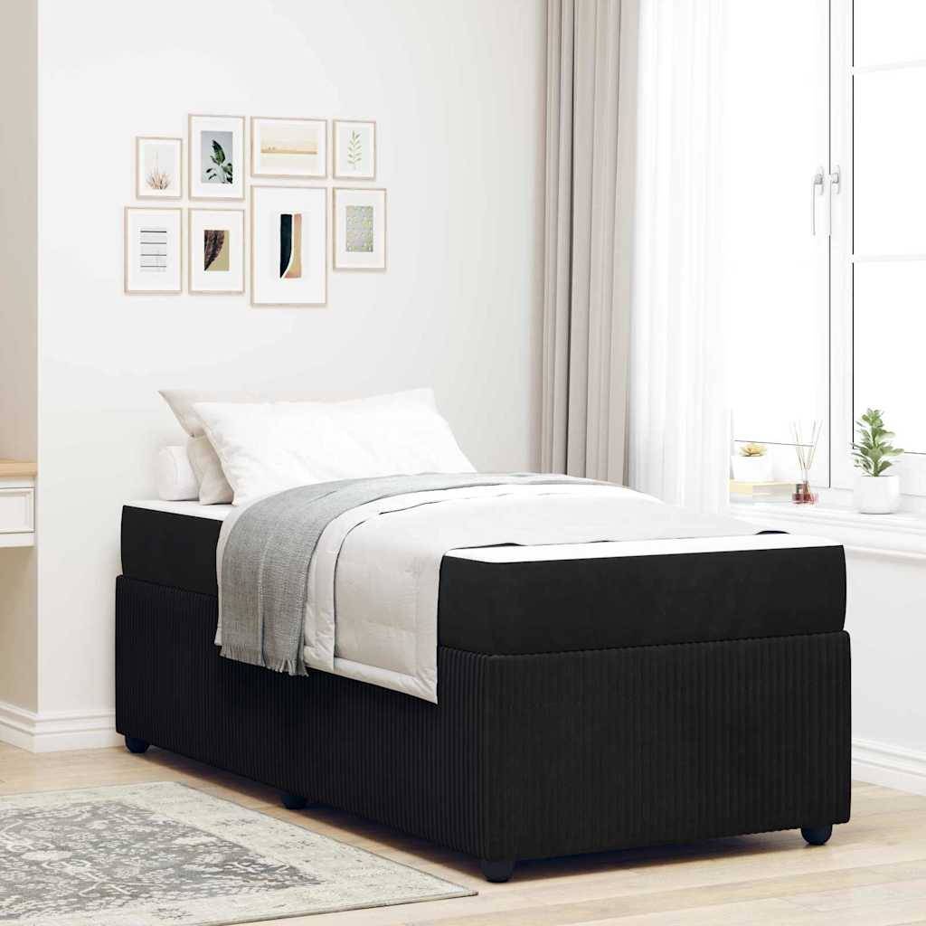 vidaXL Bettrahmen mit Matratze Schwarz 80 x 200 cm Stoff